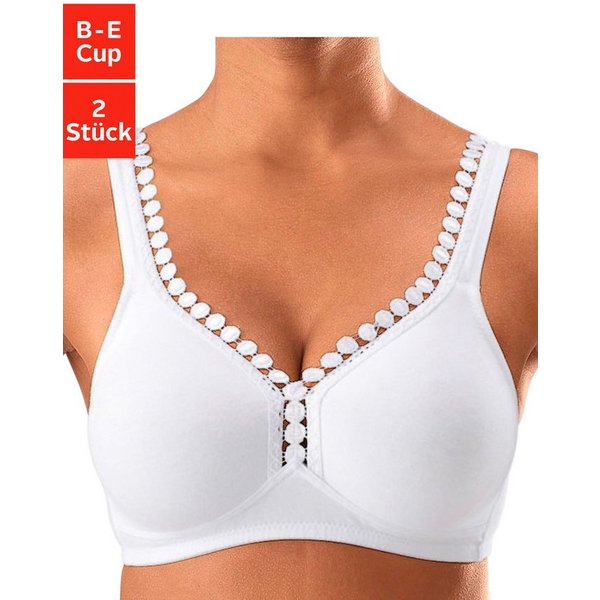 petite fleur by Lascana Soft-BH, BH ohne Bügel, Baumwoll-BH (Packung, 2 Stück) große Größen, bequemer BH
