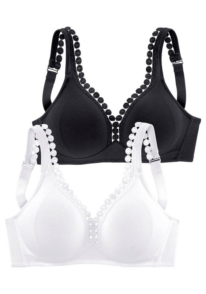 petite fleur by Lascana Soft-BH, BH ohne Bügel, Baumwoll-BH (Packung, 2 Stück) große Größen, bequemer BH – Bild 2 von 5