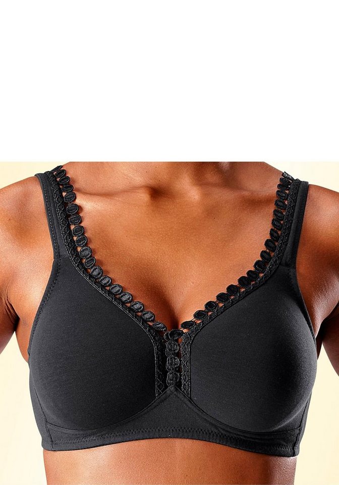 petite fleur by Lascana Soft-BH, BH ohne Bügel, Baumwoll-BH (Packung, 2 Stück) große Größen, bequemer BH – Bild 3 von 5