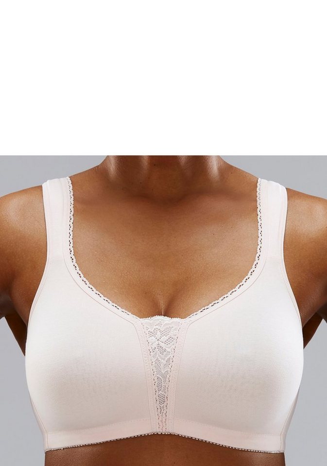 petite fleur by Lascana Soft-BH, Bralette-BH, BH ohne Bügel, Baumwoll-BH, bügelloser BH (Packung, 2 Stück) mit breiten Trägern & Spitzen-Details, große Größen,  – Bild 3 von 5