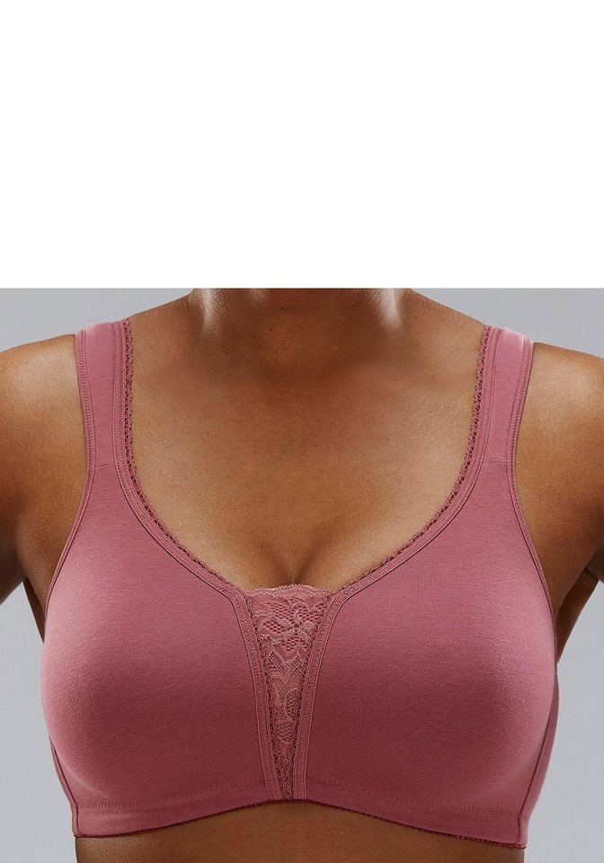 petite fleur by Lascana Soft-BH, Bralette-BH, BH ohne Bügel, Baumwoll-BH, bügelloser BH (Packung, 2 Stück) mit breiten Trägern & Spitzen-Details, große Größen,  – Bild 4 von 5