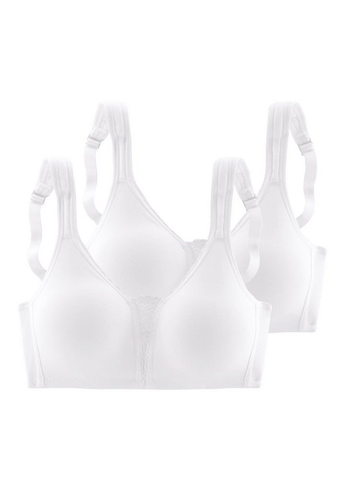 petite fleur by Lascana Soft-BH, Bralette-BH, BH ohne Bügel, Baumwoll-BH, bügelloser BH (Packung, 2 Stück) mit breiten Trägern & Spitzen-Details, große Größen,  – Bild 2 von 5