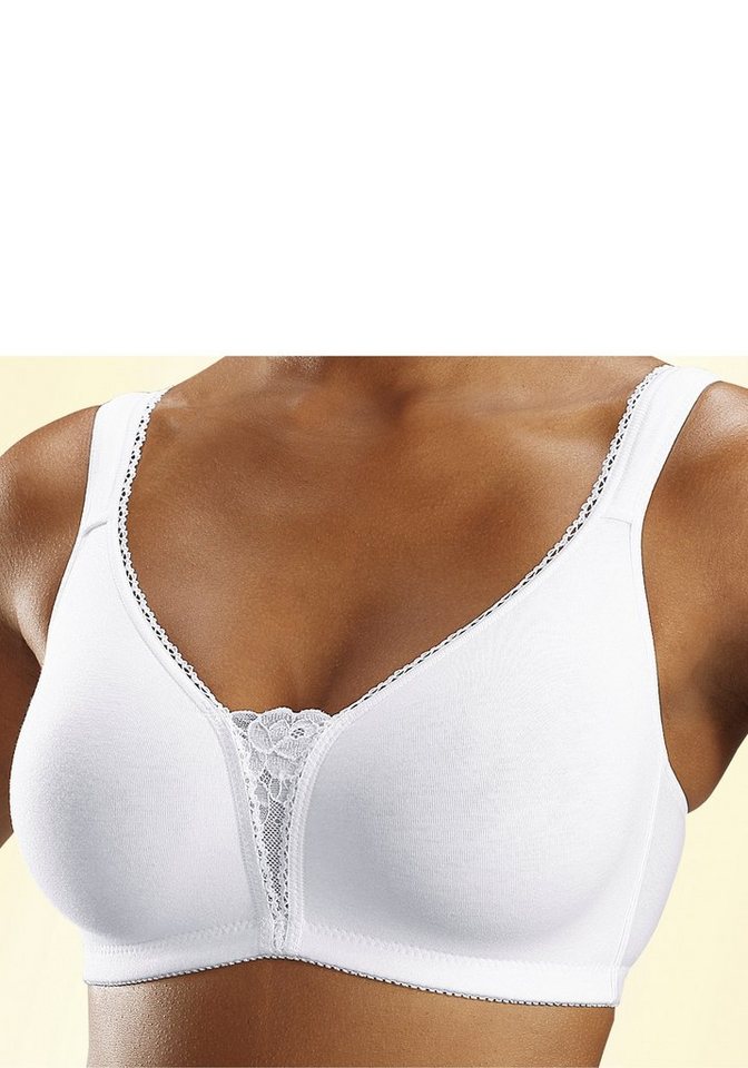 petite fleur by Lascana Soft-BH, Bralette-BH, BH ohne Bügel, Baumwoll-BH, bügelloser BH (Packung, 2 Stück) mit breiten Trägern & Spitzen-Details, große Größen,  – Bild 4 von 5