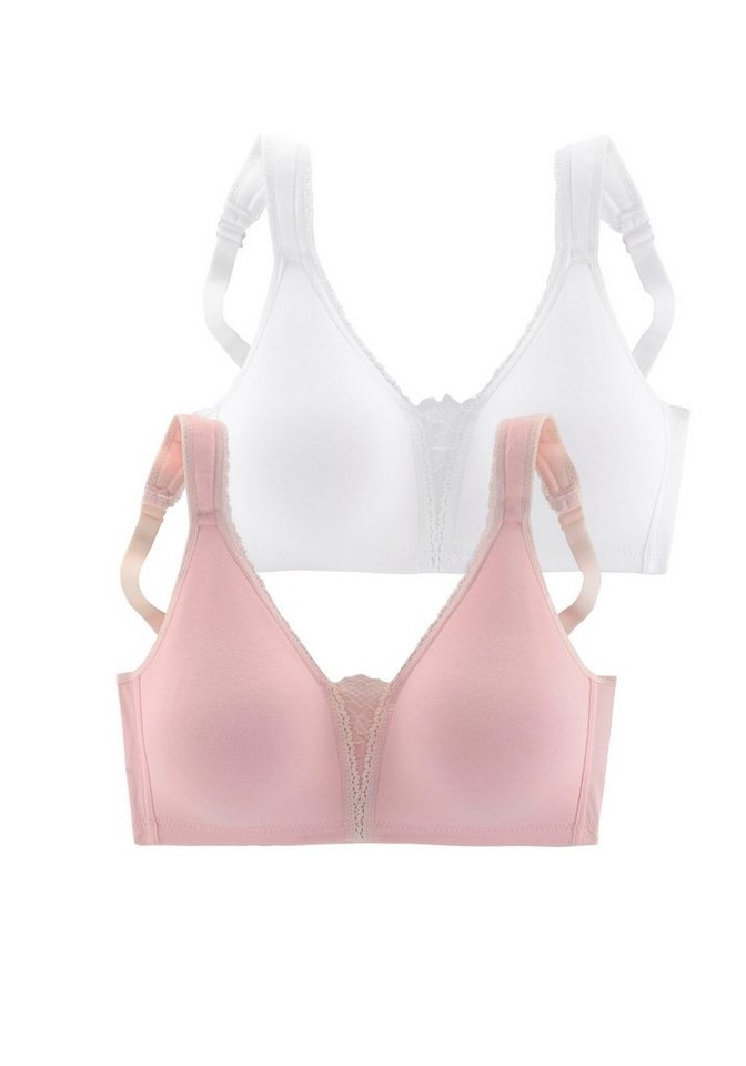 petite fleur by Lascana Soft-BH, Bralette-BH, BH ohne Bügel, Baumwoll-BH, bügelloser BH (Packung, 2 Stück) mit breiten Trägern & Spitzen-Details, große Größen,  – Bild 2 von 5