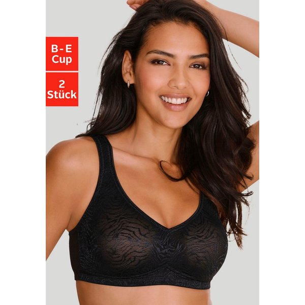 petite fleur by Lascana Soft-BH (Packung, 2 Stück) ohne Bügel aus glänzendem Jacquard im Animal-Design – große Größen