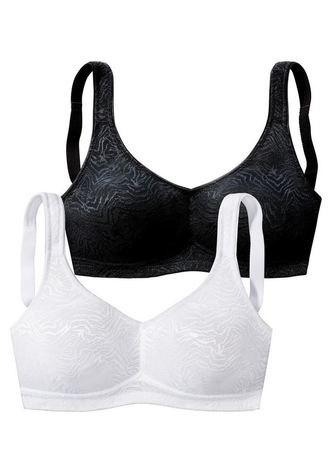 petite fleur by Lascana Soft-BH (Packung, 2 Stück) ohne Bügel aus glänzendem Jacquard im Animal-Design – große Größen – Bild 2 von 5