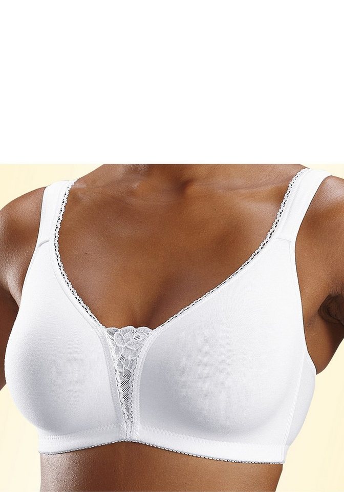 petite fleur by Lascana Soft-BH, Bralette-BH, BH ohne Bügel, Baumwoll-BH, bügelloser BH (Packung, 2 Stück) mit breiten Trägern & Spitzen-Details, große Größen,  – Bild 4 von 5