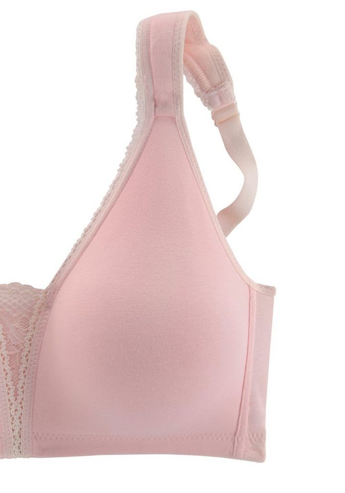 petite fleur by Lascana Soft-BH, Bralette-BH, BH ohne Bügel, Baumwoll-BH, bügelloser BH (Packung, 2 Stück) mit breiten Trägern & Spitzen-Details, große Größen,  – Bild 5 von 5