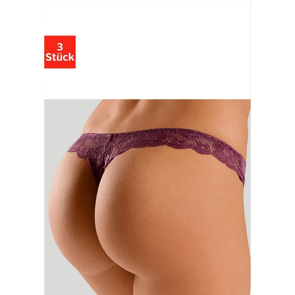 petite fleur by Lascana String (Packung, 3 Stück) hinten komplett aus zarter Jacquardspitze