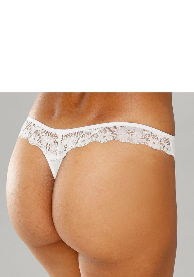 petite fleur by Lascana String (Packung, 3 Stück) hinten komplett aus zarter Jacquardspitze – Bild 4 von 5