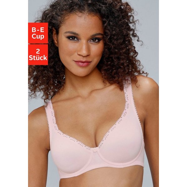 petite fleur by Lascana T-Shirt-BH, BH mit Bügel, Baumwoll-BH, Bügel-BH (Packung, 2 Stück) bequemer BH, Baumwoll-Qualität, große Größe