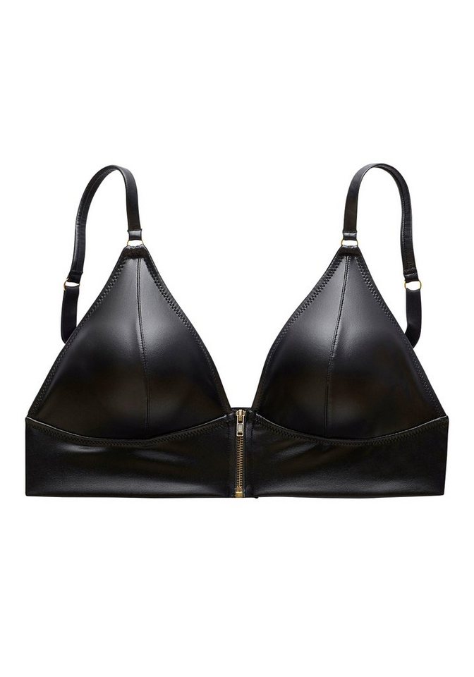 petite fleur gold Bralette-BH, BH ohne Bügel in Leder-Optik (Kunstleder) mit Reißverschluss sexy Unterwäsche, sexy Dessous, Reizwäsche Damen – Bild 2 von 5