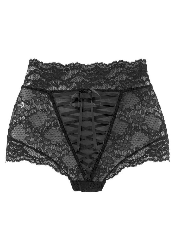 petite fleur gold High-Waist-Slip, Slip, Taillenslip aus Spitze mit verführerischen Schnürungen, sexy Unterwäsche, sexy Dessous, Reizwäsche Damen – Bild 2 von 3