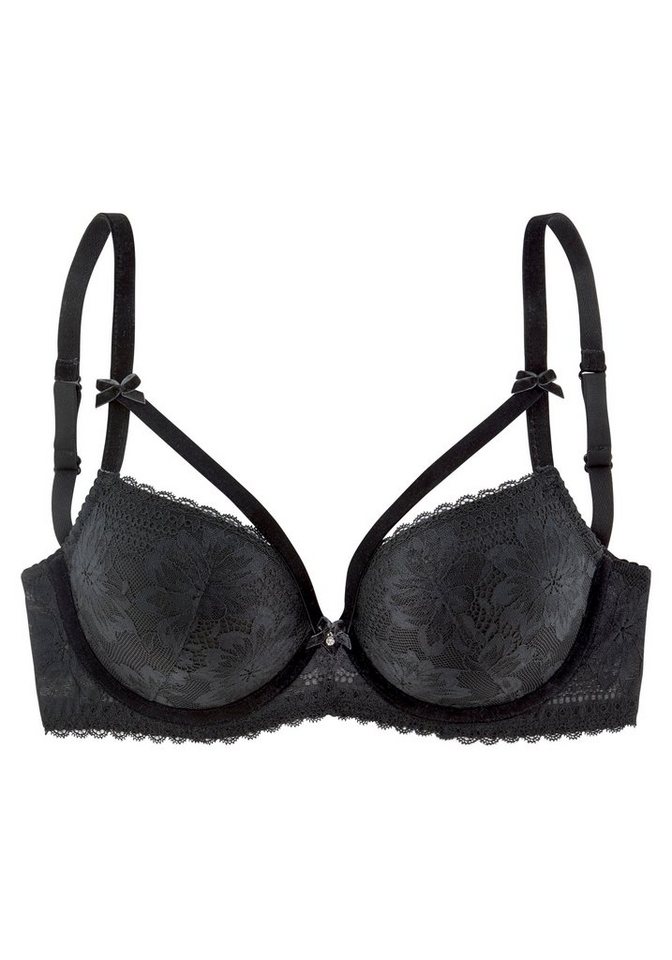 petite fleur gold Schalen-BH, BH mit Bügel, Spitzen-BH mit sexy Bänder-Optik, Seduction sexy Unterwäsche, sexy Dessous, Reizwäsche Damen – Bild 2 von 5