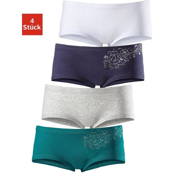 petite fleur Panty (Packung, 4-St) unifarben und mit floralem Glitzerdruck, Baumwollmischung