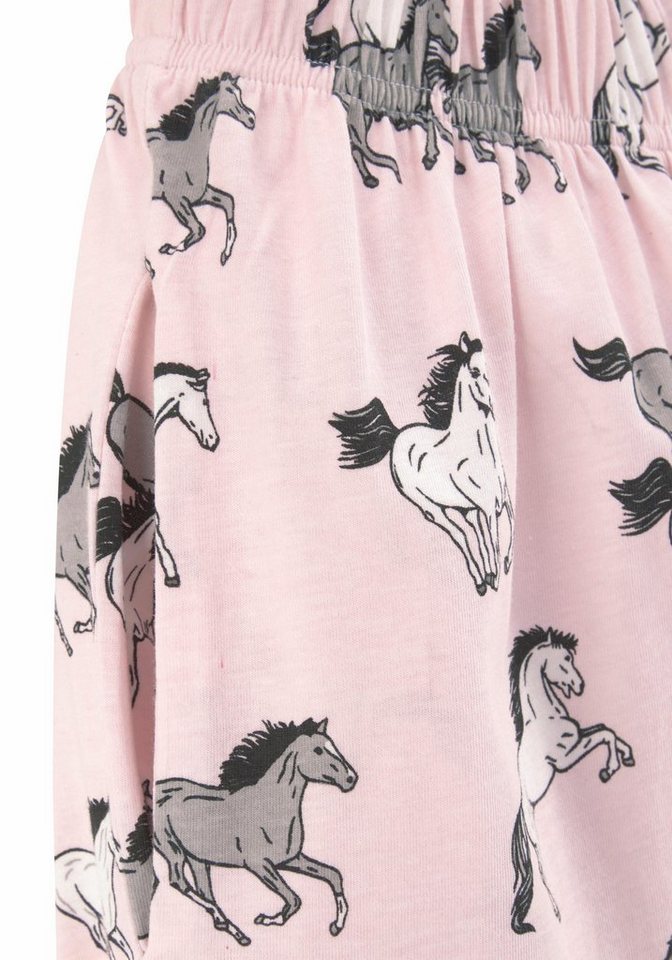 petite fleur Pyjama (2 tlg., 1 Set) langer Schlafanzug mit Pferdedruck, Rundhals-Ausschnitt, aus Baumwolle – Bild 5 von 5