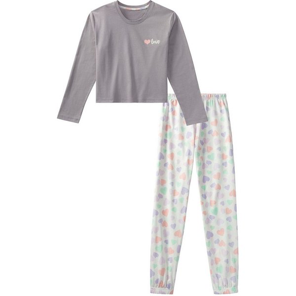 petite fleur Pyjama (2 tlg., 1 Set) langer Schlafanzug, mit Herzen bedruckt, kurzes Shirt