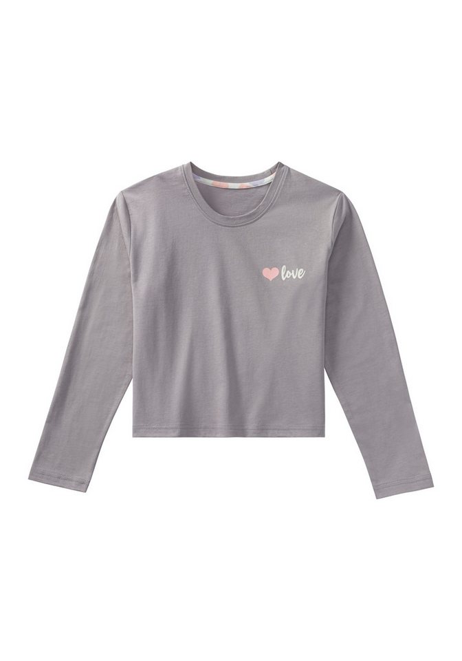 petite fleur Pyjama (2 tlg., 1 Set) langer Schlafanzug, mit Herzen bedruckt, kurzes Shirt – Bild 2 von 3