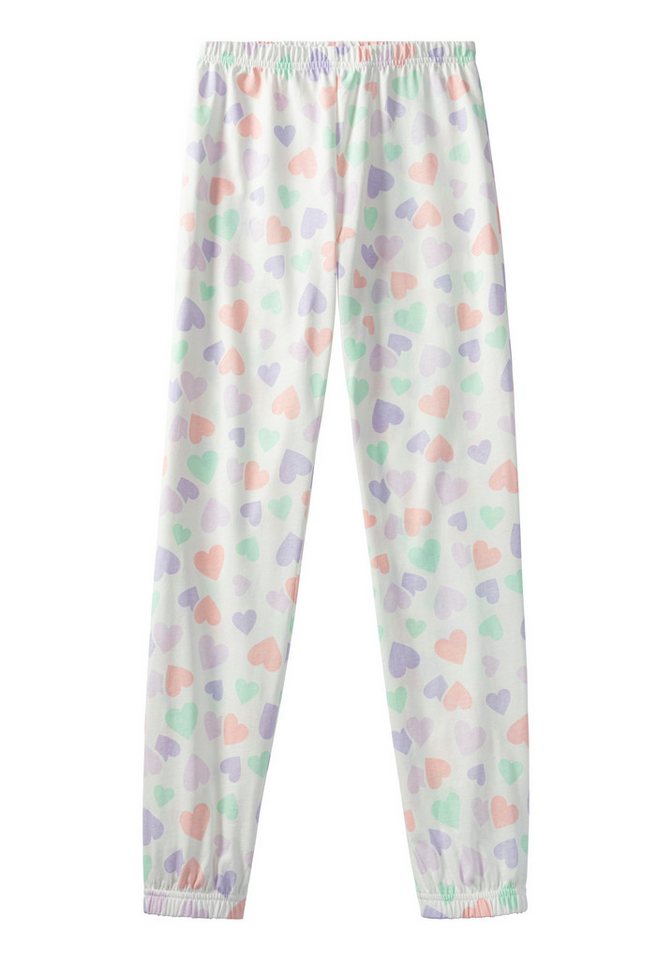 petite fleur Pyjama (2 tlg., 1 Set) langer Schlafanzug, mit Herzen bedruckt, kurzes Shirt – Bild 3 von 3