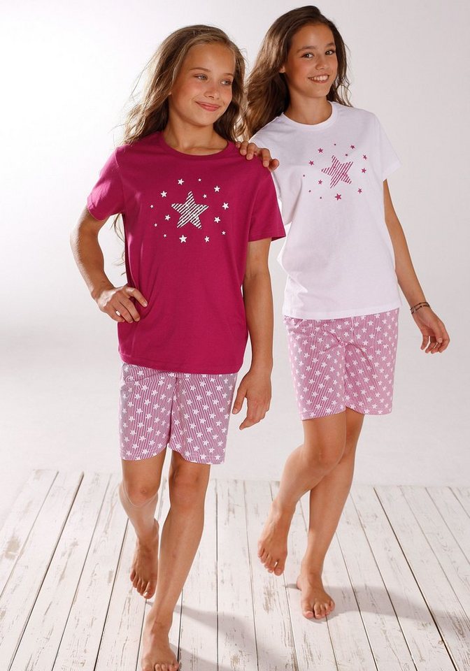 petite fleur Pyjama (4 tlg., 2 Sets) kurzer Schlafanzug mit Sternendruck, aus Baumwolle – Bild 2 von 5