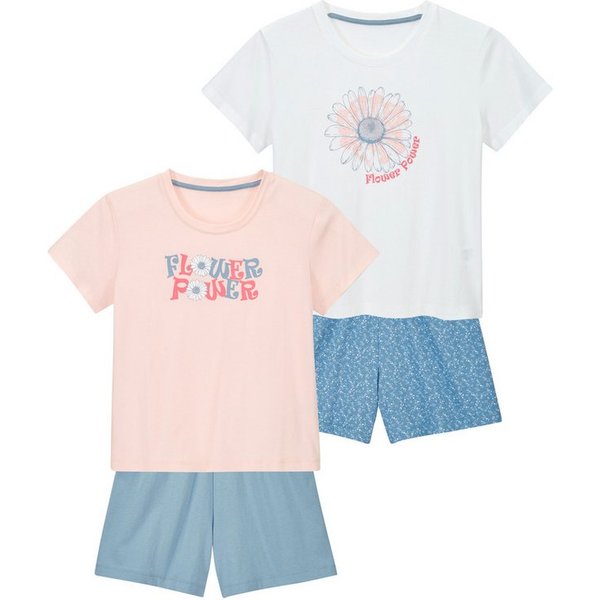 petite fleur Pyjama (4 tlg., 2 Sets) kurzer Schlafanzug mit floralem Druck, aus Baumwolle