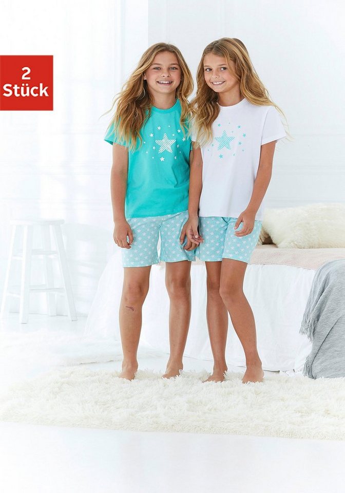 petite fleur Pyjama (4 tlg., 2 Sets) kurzer Schlafanzug mit Sternendruck, aus Baumwolle – Bild 2 von 5