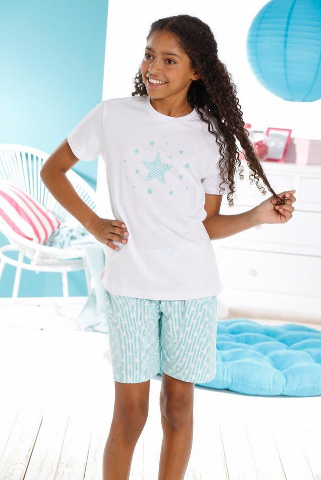petite fleur Pyjama (4 tlg., 2 Sets) kurzer Schlafanzug mit Sternendruck, aus Baumwolle – Bild 5 von 5