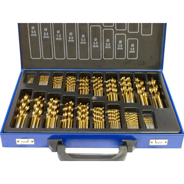 PeTools Metallbohrer Spiralbohrer Set 170 tlg. 1-10mm TITAN (500) HSS-R EG Metallbohrer, (170-tlg), HSS-R Qualität, titannitridbeschichtet (TiN)