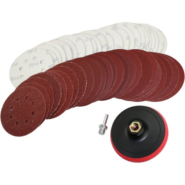 peveha24 Schleifscheibe 50 Klett Schleifscheiben Sortiment 125mm mit Klettschleifteller, enthaltene Körnung 40-180