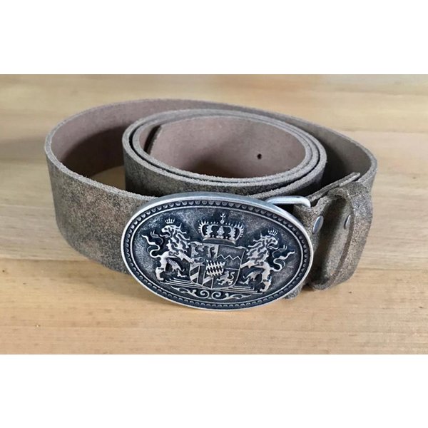 Pezzo D'oro Ledergürtel Trachtengürtel, Bayernschließe, braun-oliv,made in Germany Vollledergürtel