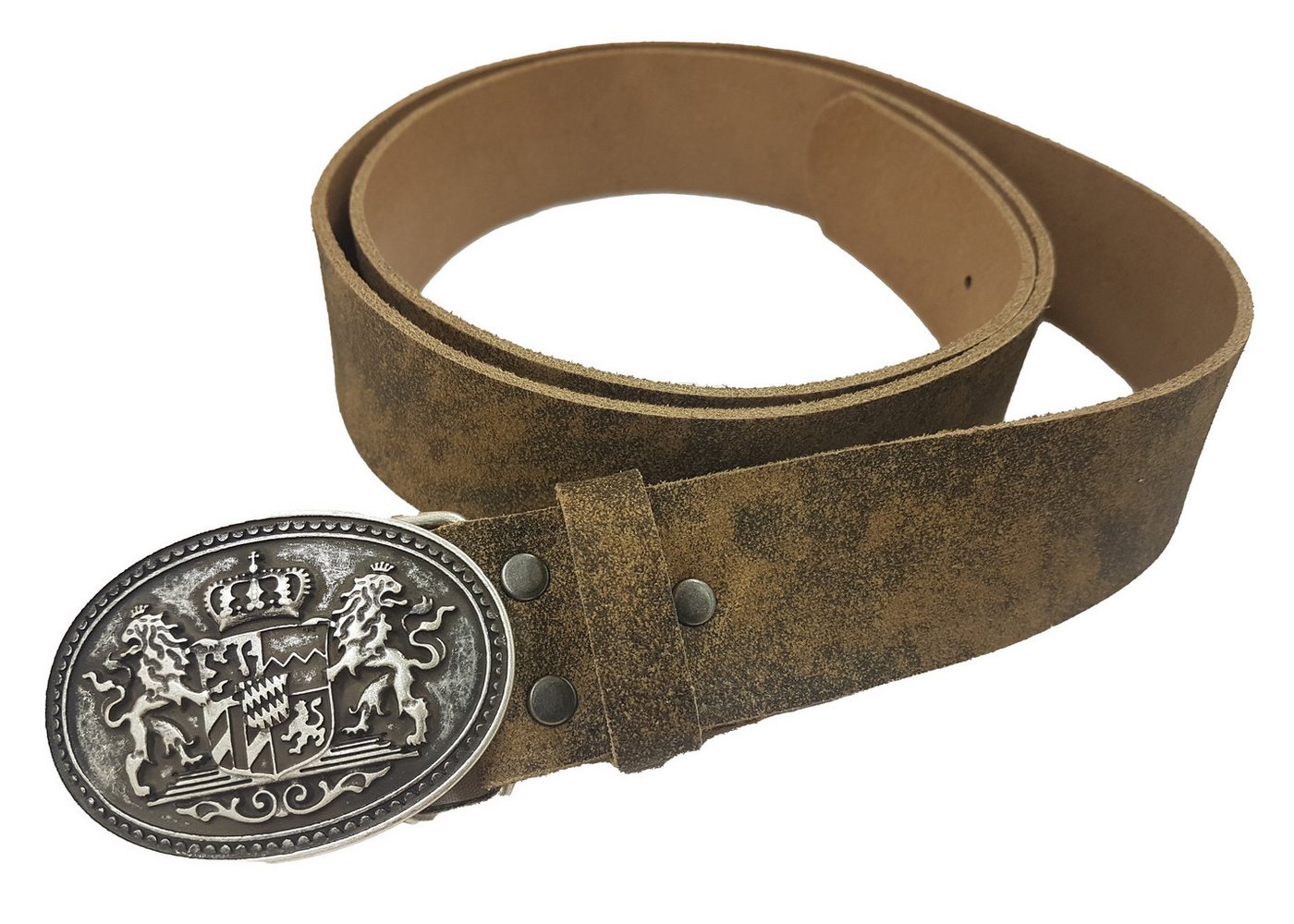 Pezzo D'oro Ledergürtel Trachtengürtel, Bayernschließe, braun-oliv,made in Germany Vollledergürtel – Bild 4 von 4