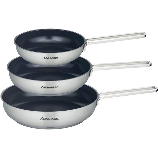 Hanseatic Pfannen-Set hanseatic, Edelstahl 18/10 (Set, 3-tlg., je 1x Pfanne 20 cm, 1,4 l, 24 cm, 2,2 l, 28 cm, 3,4 l), Antihaft-Versiegelung, beschichtet, Induk