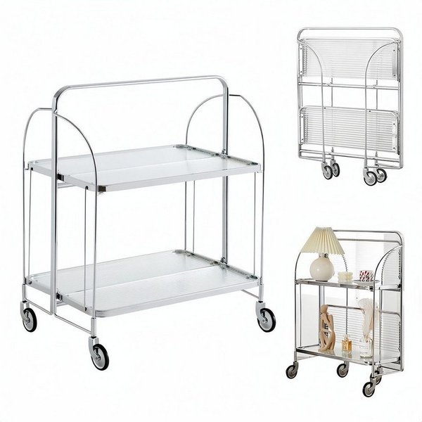 PFCTART Beistellwagen Mobile Storage Folding Trolley, Servierwagen, zusammenklappbar, (Set, 68×40×80 cm – Regal mit Rollen, klappbarer Beistellwagen für Bar/Küc
