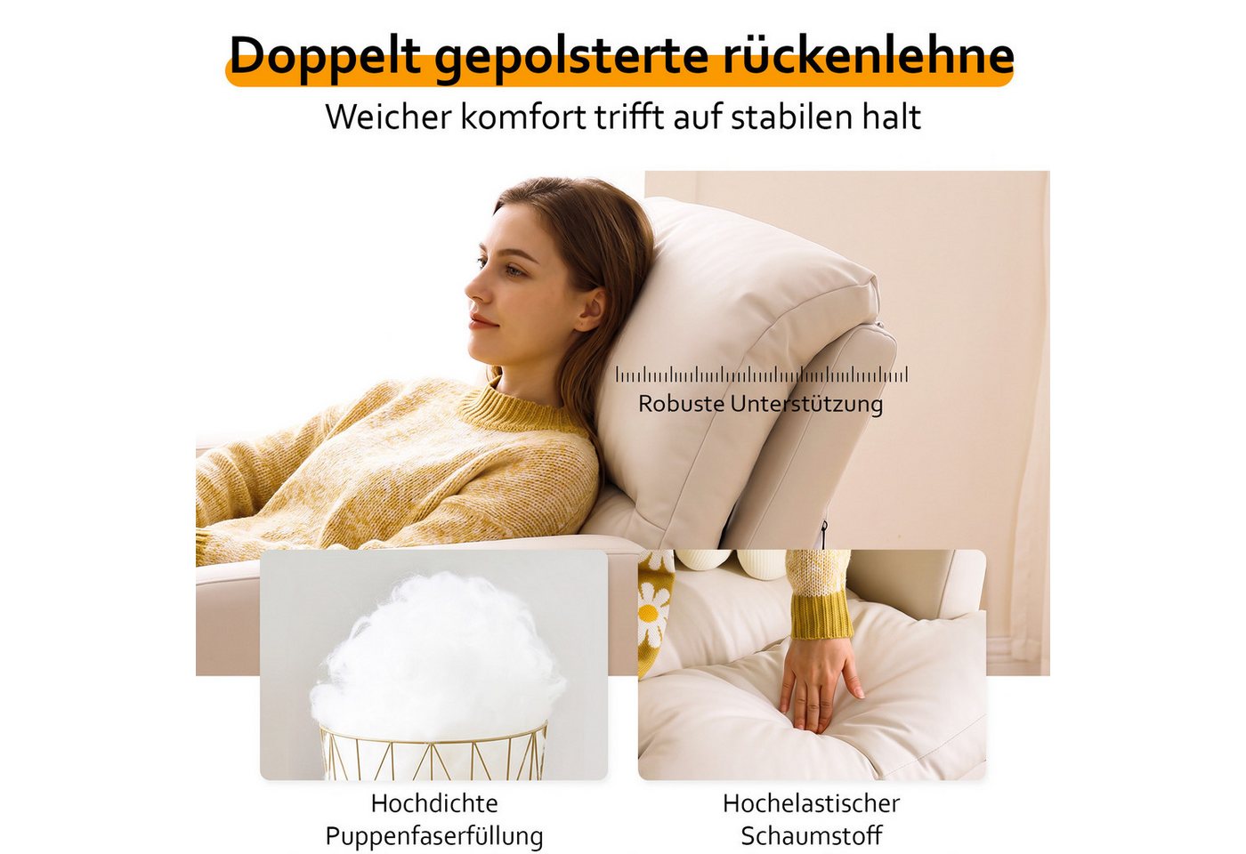 PFCTART Relaxsessel Relaxsessel mit Hocker, Lesesessel & Ohrensessel (Set, 1-St., Für Wohnzimmer, Schlafzimmer, Balkon, ca. 70 x 68 x 92 cm), Bequem, verstellba – Bild 4 von 5