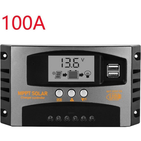 PFCTART Solarladeregler MPPT PV-Panel-Laderegler mit Display, 40A/100A, Set, 1-St., Geeignet für LiFePO4-Batterien, Lithiumbatterien usw, 5-facher Schutz gegen
