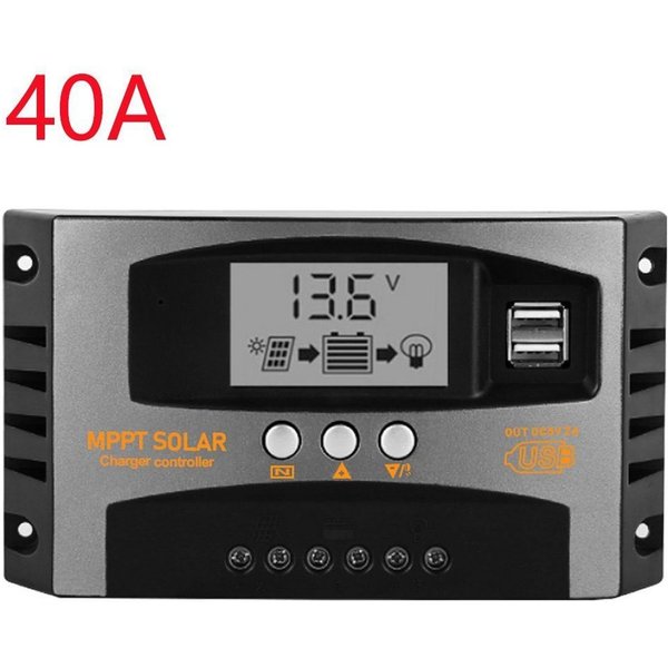 PFCTART Solarladeregler MPPT PV-Panel-Laderegler mit Display, 40A/100A, Set, 1-St., Geeignet für LiFePO4-Batterien, Lithiumbatterien usw, 5-facher Schutz gegen