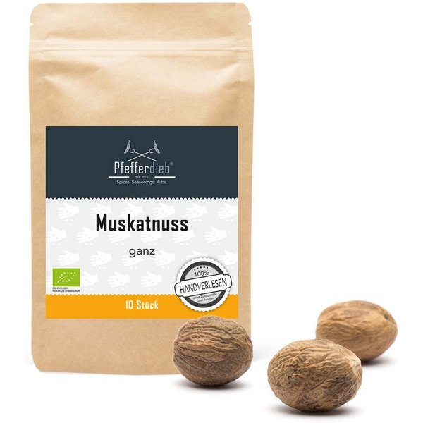 Pfefferdieb Gewürz Muskatnuss ganz, BIO, 10 Stück