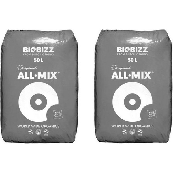 Biobizz Pflanzerde BioBizz All Mix - Set 2x 50 Liter Sack, mit Organischer NPK-Dünger, Vorgedüngtes Substrat, (2x 50 Liter), 100 Liter