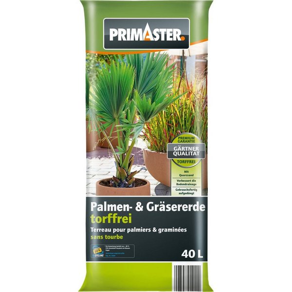 Primaster Pflanzerde Primaster Palmen- & Gräsererde torffrei 40 L, Torffrei