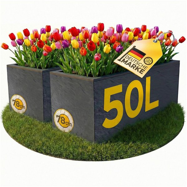 ONDIS24 Pflanzkübel Ondis24 Blumenkübel Vulkano, 50L Blumenkasten (2 St), mit cleverem Wasserspeicher am Boden