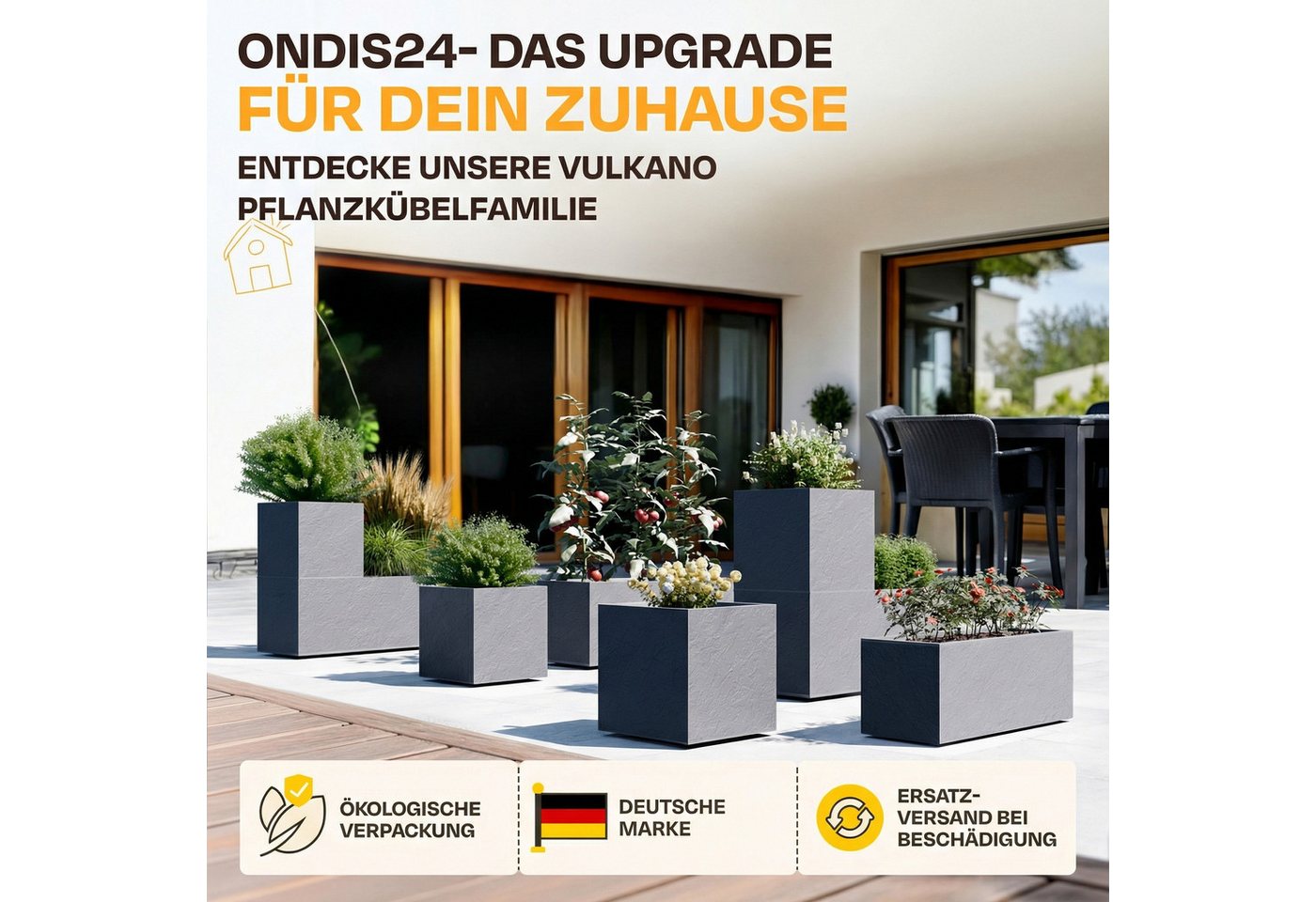 ONDIS24 Pflanzkübel Ondis24 Blumenkübel Vulkano, 50L Blumenkasten (2 St), mit cleverem Wasserspeicher am Boden – Bild 5 von 5