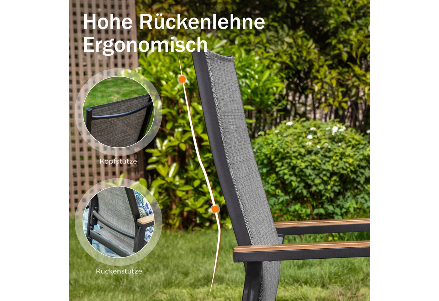 PHI VILLA Garten-Essgruppe, (Gartenmöbel Set Outdoor Balkon Esstisch) – Bild 2 von 5