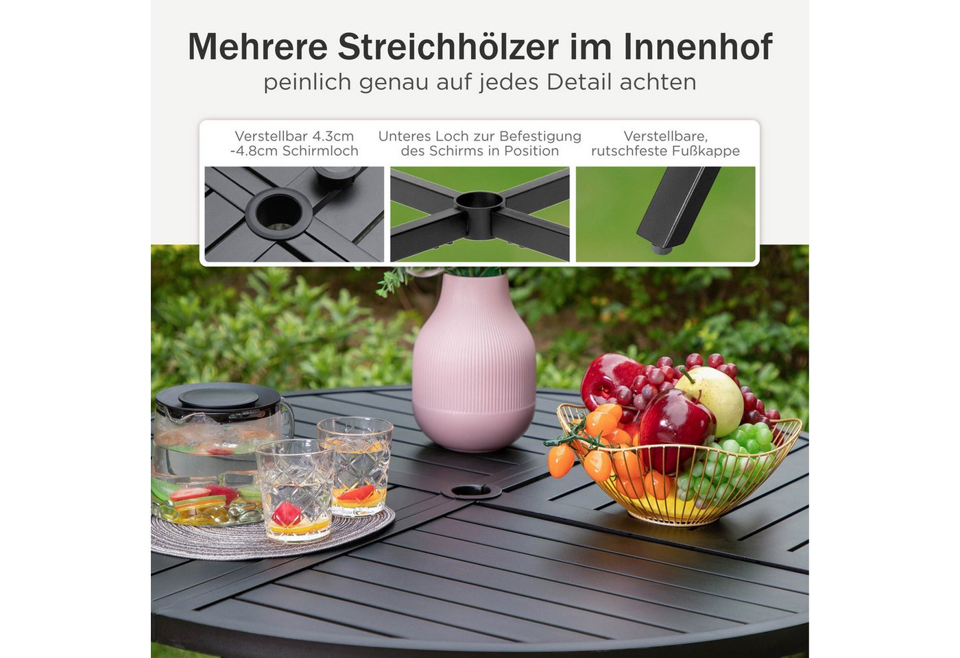 PHI VILLA Garten-Essgruppe, (Gartenmöbel Set Outdoor Balkon Esstisch) – Bild 5 von 5
