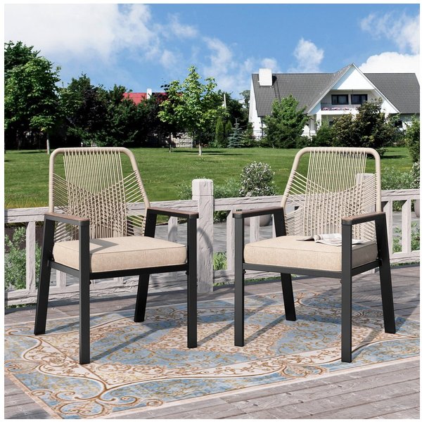 PHI VILLA Gartenstuhl (Gartensessel Balkonstuhl Outdoor Sessel Chair), Gartenstuhl 2er Set