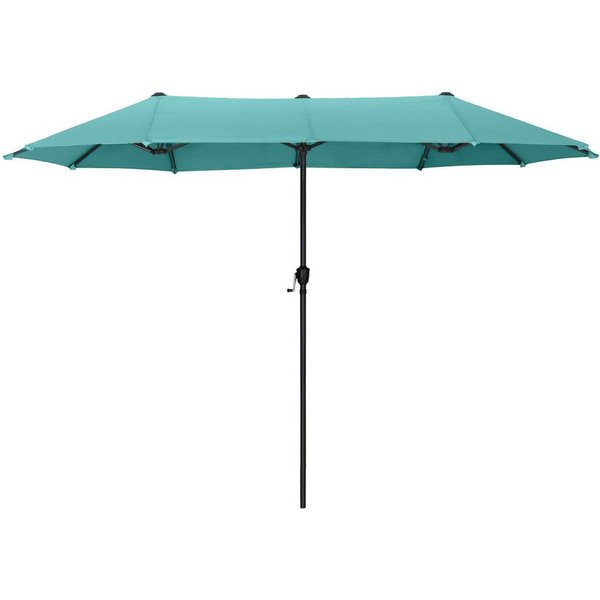 PHI VILLA Sonnenschirm, Balkon Rechteckig Groß Balkonschirm Garten Gartenschirm mit Kurbel UV Schutz Parasol Windfest, Mit der rostfreien Stahlstange und 12 Sta
