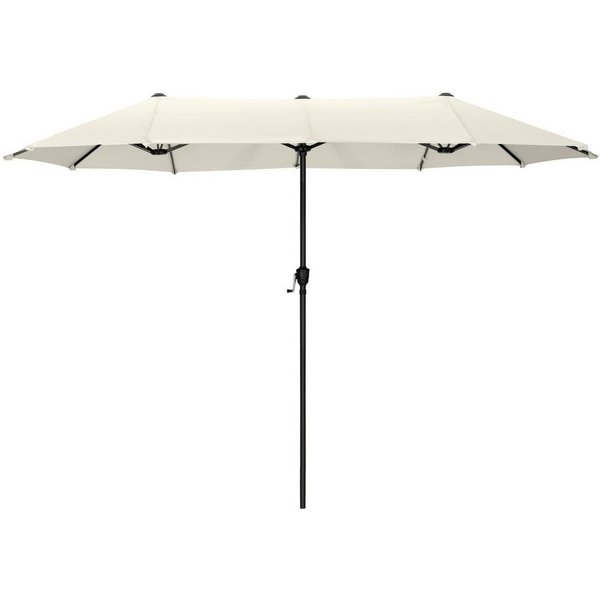 PHI VILLA Sonnenschirm, Balkon Rechteckig Groß Balkonschirm Garten Gartenschirm mit Kurbel UV Schutz Parasol Windfest, Mit der rostfreien Stahlstange und 12 Sta