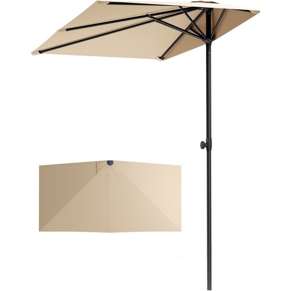 PHI VILLA Sonnenschirm, LxB: 250x130 cm, Halber Regenschirm Höhenverstellbar mit Klemme, Balkonschirm Windfest Stabil zum Mitnehmen