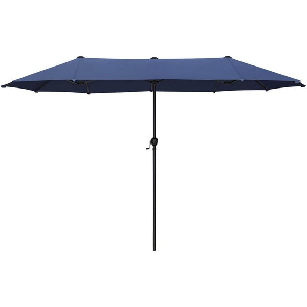 PHI VILLA Sonnenschirm, Balkon Rechteckig Groß Balkonschirm Garten Gartenschirm mit Kurbel UV Schutz Parasol Windfest, Mit der rostfreien Stahlstange und 12 Sta