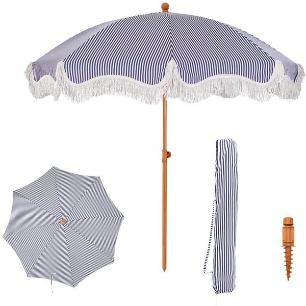PHI VILLA Sonnenschirm, ideal für Strand- und Gartenaktivitäten, Stabiler Sonnenschirme für Sand mit Neigepfosten UV-Schutz 50+