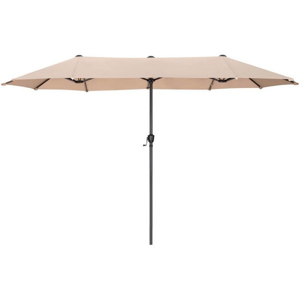 PHI VILLA Sonnenschirm, Balkon Rechteckig Groß Balkonschirm Garten Gartenschirm mit Kurbel UV Schutz Parasol Windfest, Mit der rostfreien Stahlstange und 12 Sta